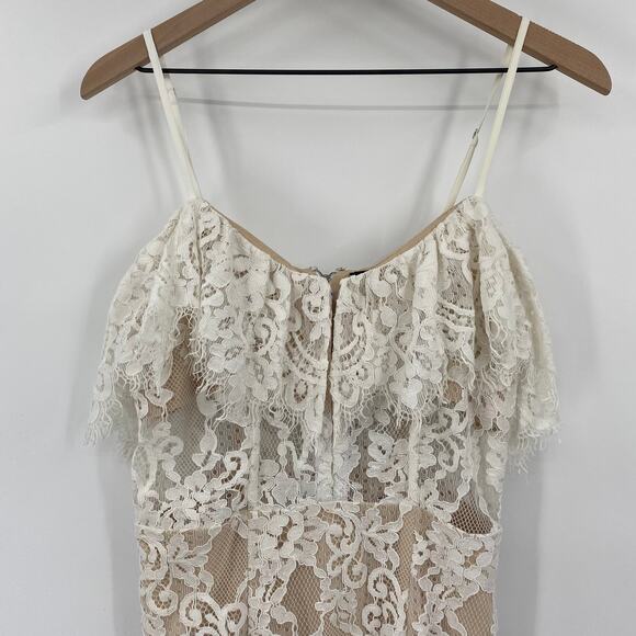 NBD X Naven Allie Mini Dress Lace Off Shoulder Sweetheart Neckline White Medium - Picture 4 of 9